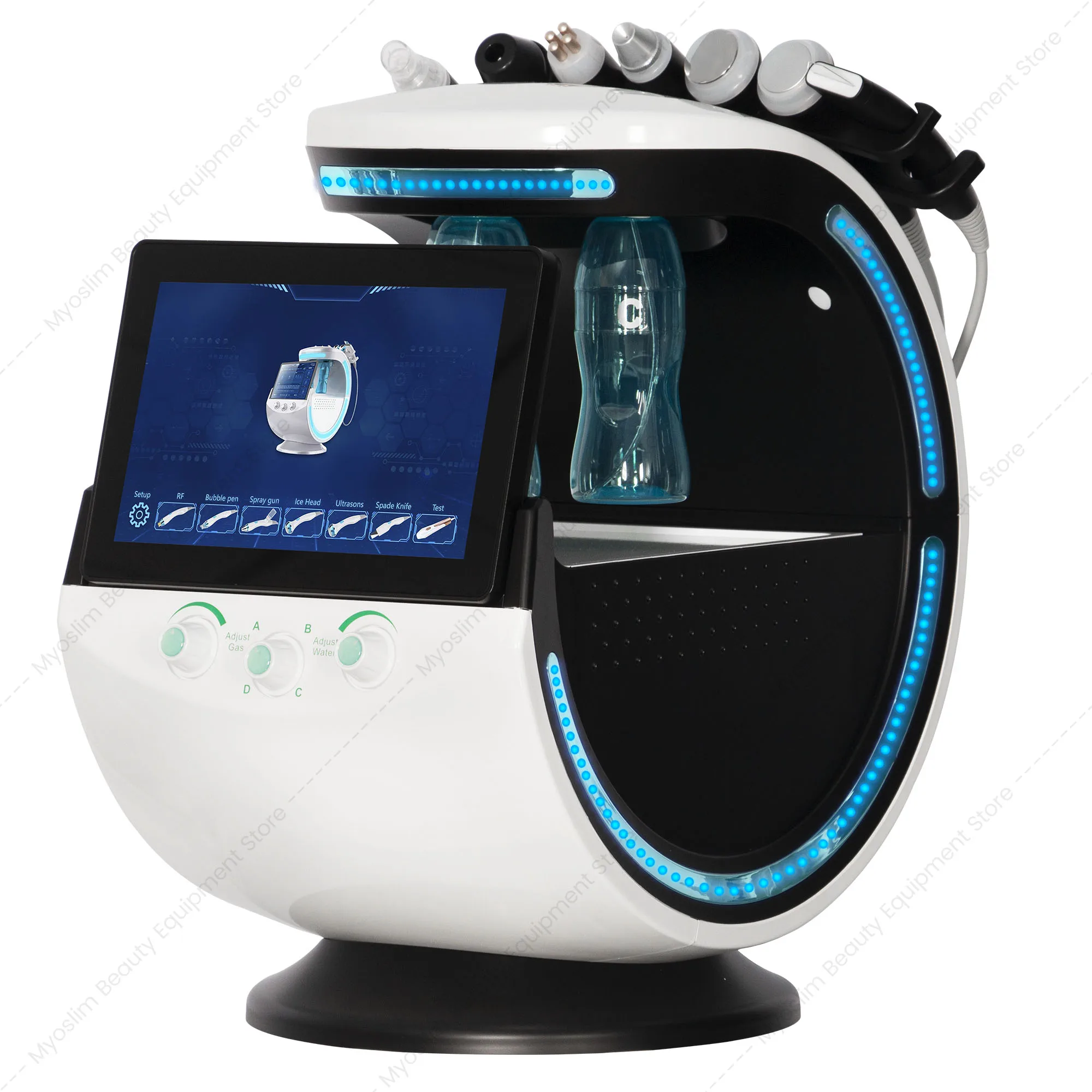 Máquina facial profesional 7 en 1 para hidrodermoabrasión con oxígeno, dispositivo de belleza Aquafacial para rejuvenecimiento de la piel con analizador de piel facial