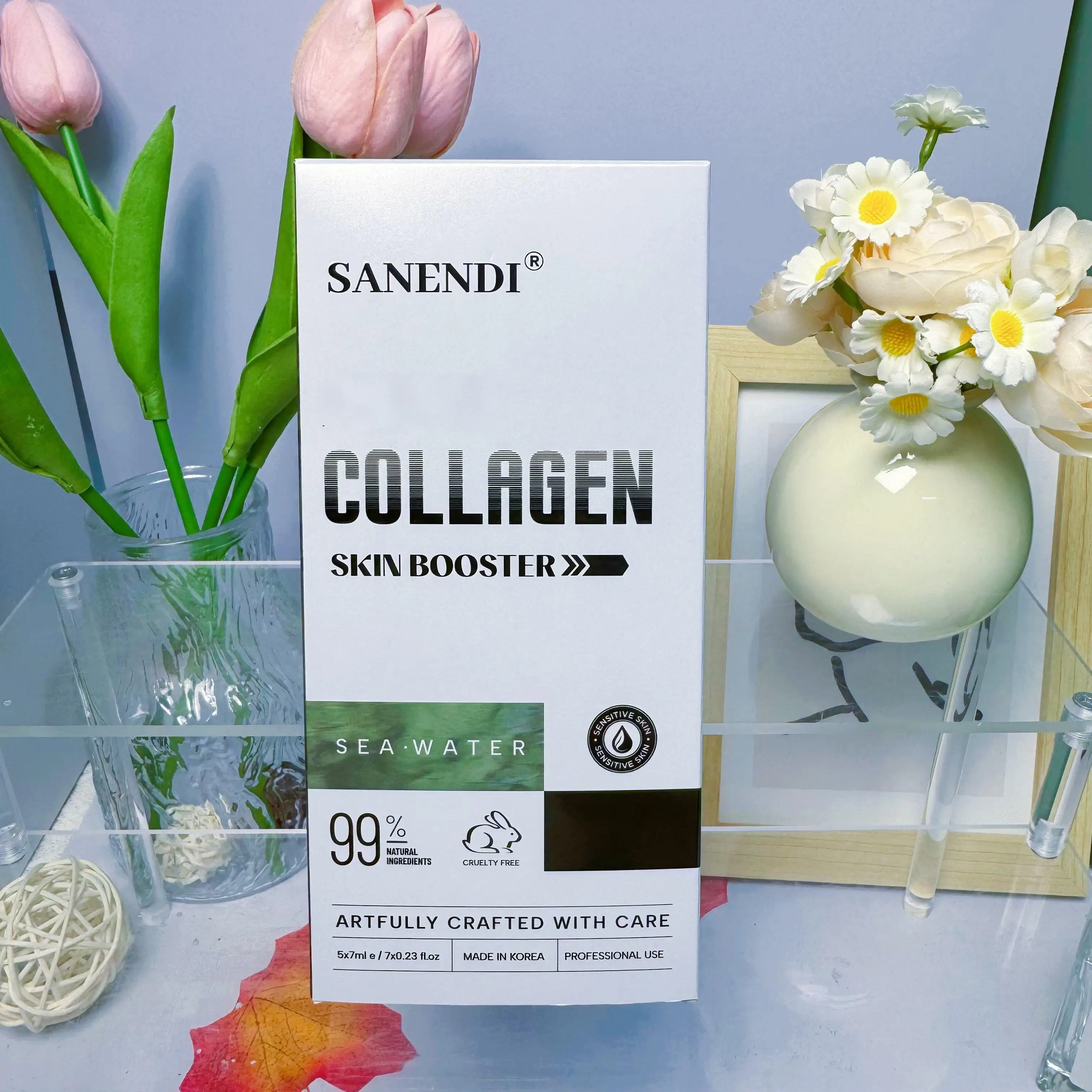 SKIN BOOSTER COLLAGEN - Solución de esencia rosa para integrales y arrugas del tono de la piel facial, mejora la hidratación de la piel
