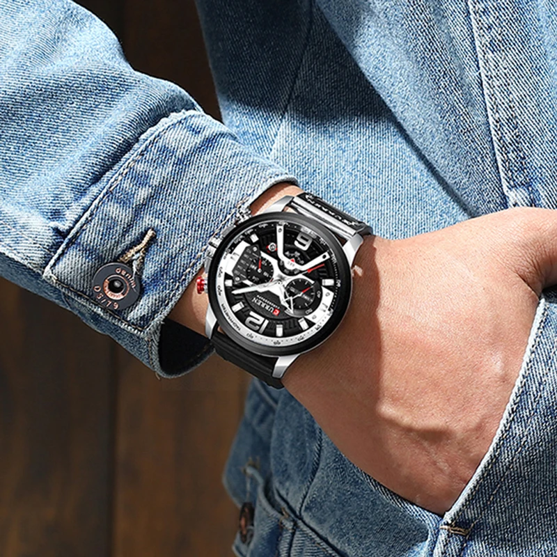 Relojes deportivos CURREN informales para hombre, reloj de pulsera de Cuero militar de lujo de marca superior, reloj de pulsera para hombre, reloj de pulsera cronógrafo de moda