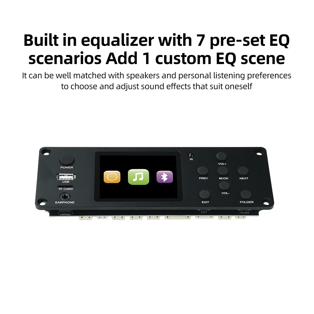 Amplificador TFT de 2.8 pulgadas, Reproductor de Audio BT sin Pérdidas, Placa Decodificadora MP3 DC 5-12V, Módulo de Radio FM USB TF para Auto, Pantalla a Color IPS