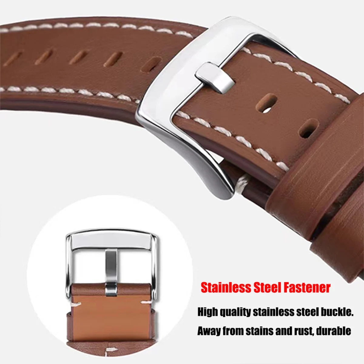Correa de Cuero sin Espacios para Samsung Galaxy Watch 9 8 Classic 46mm, Correa de Repuesto para Galaxy Watch 9 8 44mm 40mm