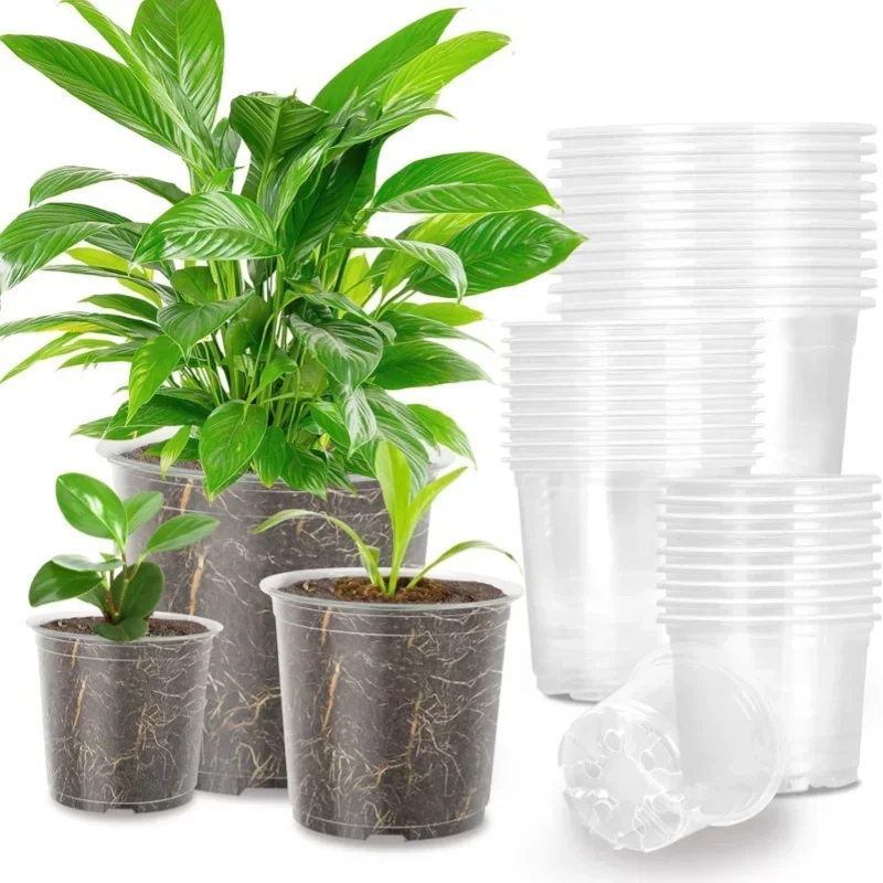 Maceta redonda para jardín y hogar, contenedor de orquídeas para vivero, contenedor de orquídeas transparente, maceta de inicio redonda, 5 uds.