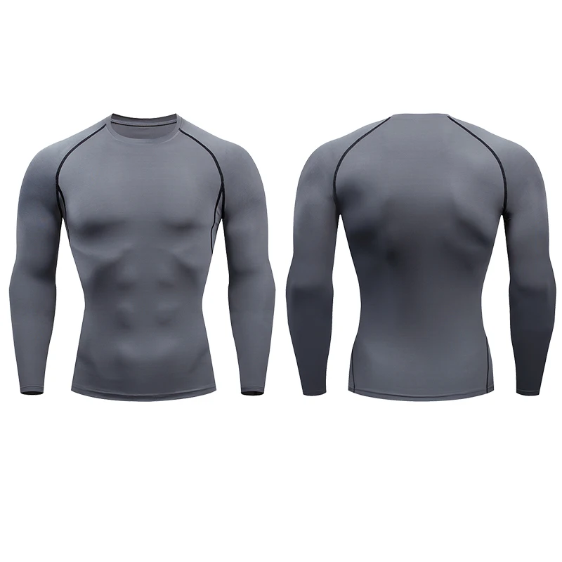 Camiseta de compresión para correr para hombre, camisa deportiva de manga apretado largo para entrenamiento, Jogging, ropa deportiva para gimnasio, ajuste seco, Rashgard