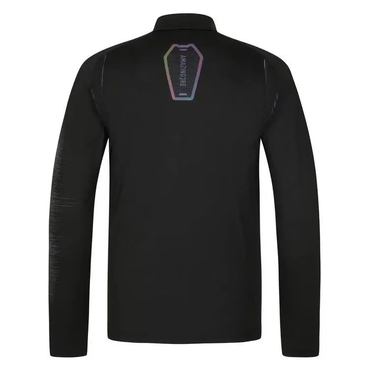 100% Algodón AMAZINGCRE Camiseta de Primavera de Alta Calidad para Hombre, Transpirable, de Secado Rápido, Absorbe la Humedad, Polo Deportivo de Manga Larga