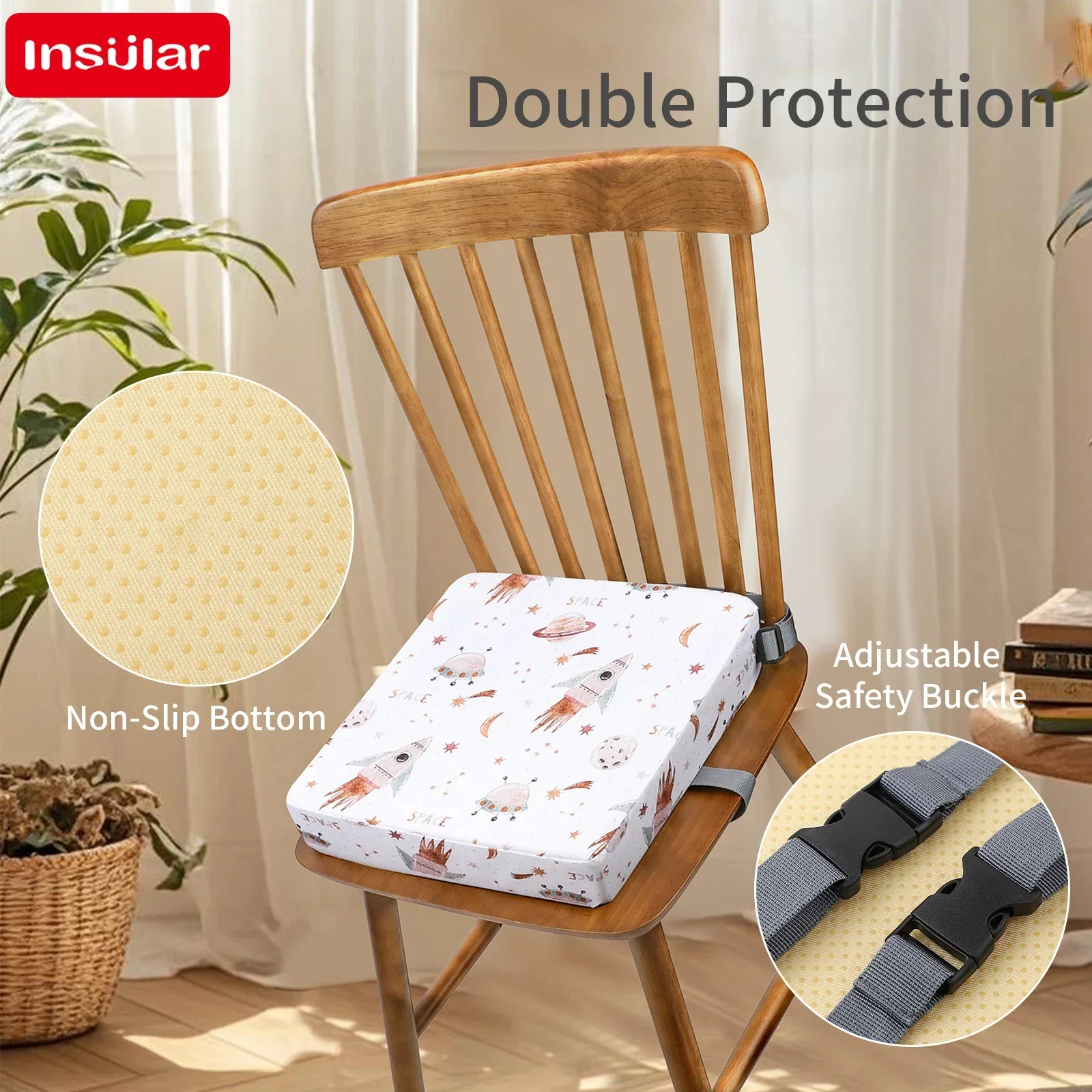 Cojín elevador para silla de comedor de bebé, asiento extraíble para trona para niños, cojín elevador para silla de estrella, asiento impermeable para silla infantil