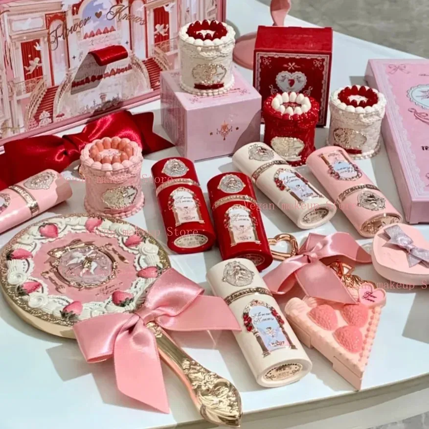 Kit de maquillaje de colección Flower Knows Strawberry Cupid, paleta facial profesional completa, colorete, sombra de ojos, crema de labios, juegos de Perfume sólidos