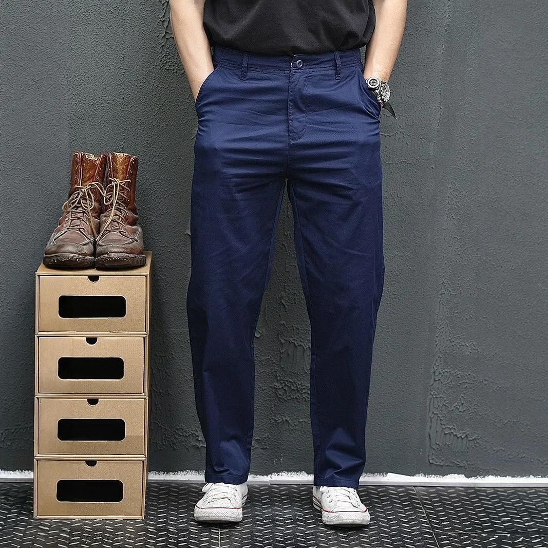 Nuevos pantalones clásicos de algodón puro de pierna recta para primavera/otoño, pantalones deportivos informales holgados de alta calidad para hombre, tallas 28-36