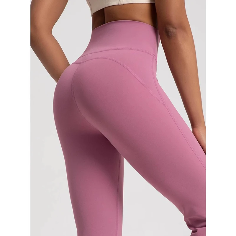 Pantalones acampanados de cintura alta para mujer, cintura elástica, levantamiento de cadera, sartén de yoga informal para ejercicio en todas las estaciones y uso al aire libre