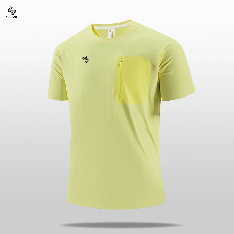 SBWL Camiseta deportiva de secado rápido para hombre, de alta calidad, para correr al aire libre, informal, para caminar, entrenar, perder peso, camisetas ligeras para Fitness