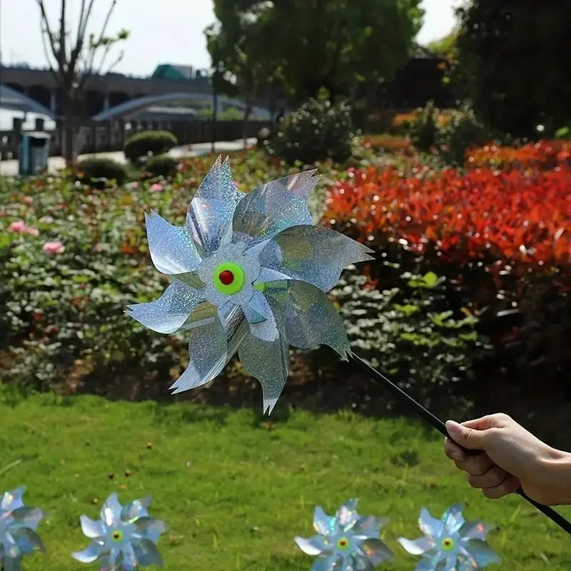 1 Uds repelente de aves molinetes reflectantes brillantes espantapájaros molinete molino de viento Spinner para jardín césped decoración de patio mantener los pájaros afuera