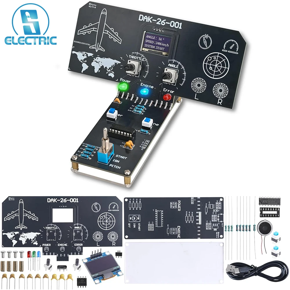 Kit de Soldadura para Simulador de Vuelo DIY con Pantalla LCD, Efectos de Sonido e Indicadores LED, Kit de Aprendizaje de Electrónica STEM para la Escuela