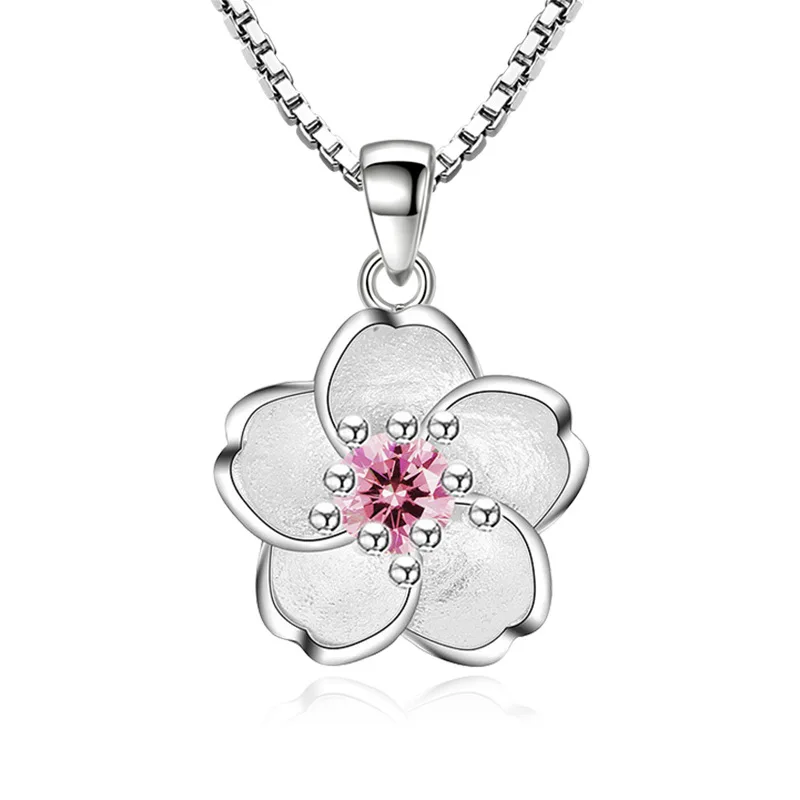 Collares de plata de ley 925 con flor de melocotón para mujer, accesorios de joyería de diseñador de lujo, joyería al por mayor