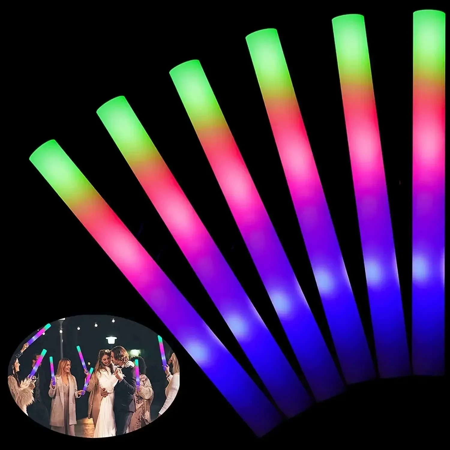 1-50 Uds. Barras luminosas LED a granel coloridas RGB, barra de espuma brillante, tubo de animación, luz oscura para conciertos, fiesta de cumpleaños y boda