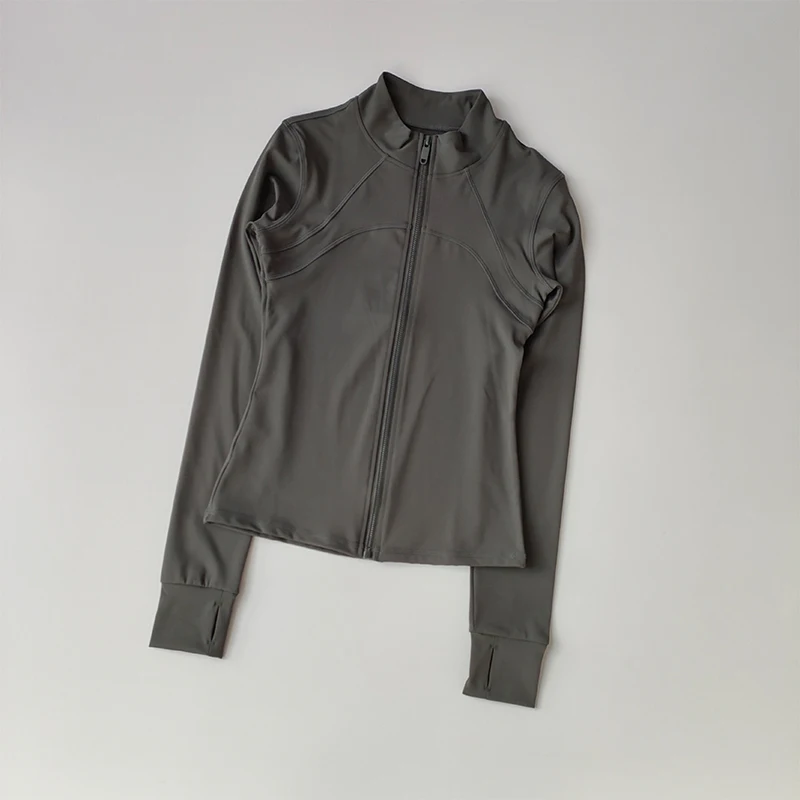 Traje de Yoga para mujer, chaqueta deportiva de manga larga con cuello levantado de gama alta, entrenamiento para correr, Top deportivo, traje para correr a prueba de viento