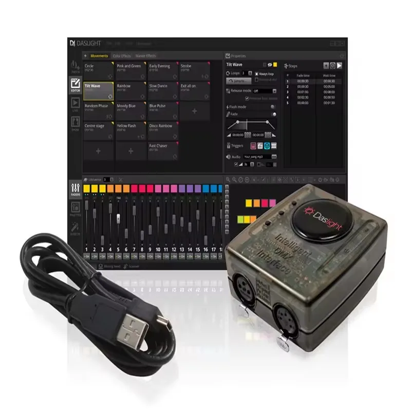 Software de Control de Iluminación de Escenario Daslight DVC4 GZM Suite2, Equipo Profesional de Control de Escenario, Control de Luces por USB, Interfaz DMX