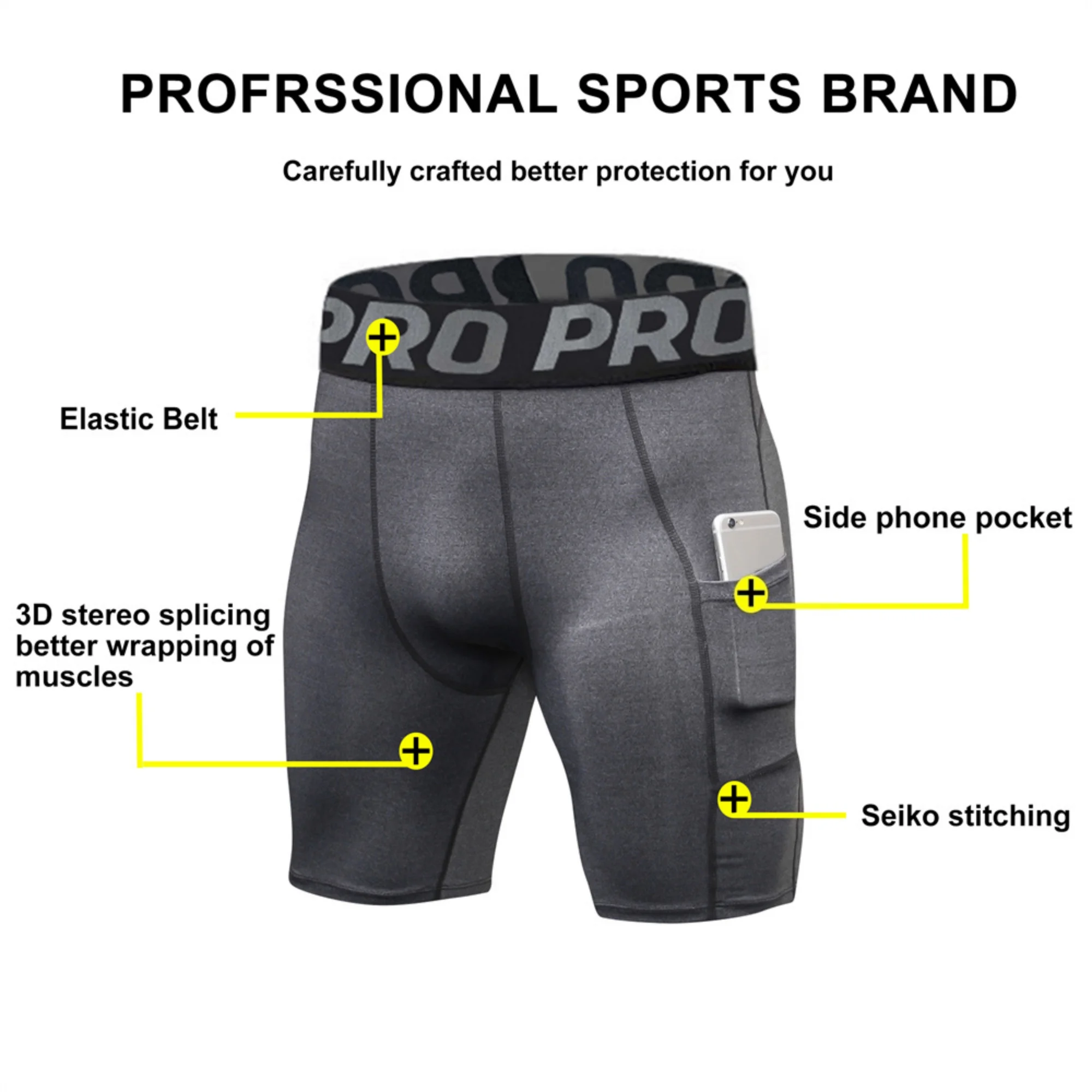 Pantalones Cortos de Compresión para Hombre con Bolsillo, Spandex, para Correr, Deporte, Entrenamiento, Ropa Interior Deportiva de Alto Rendimiento