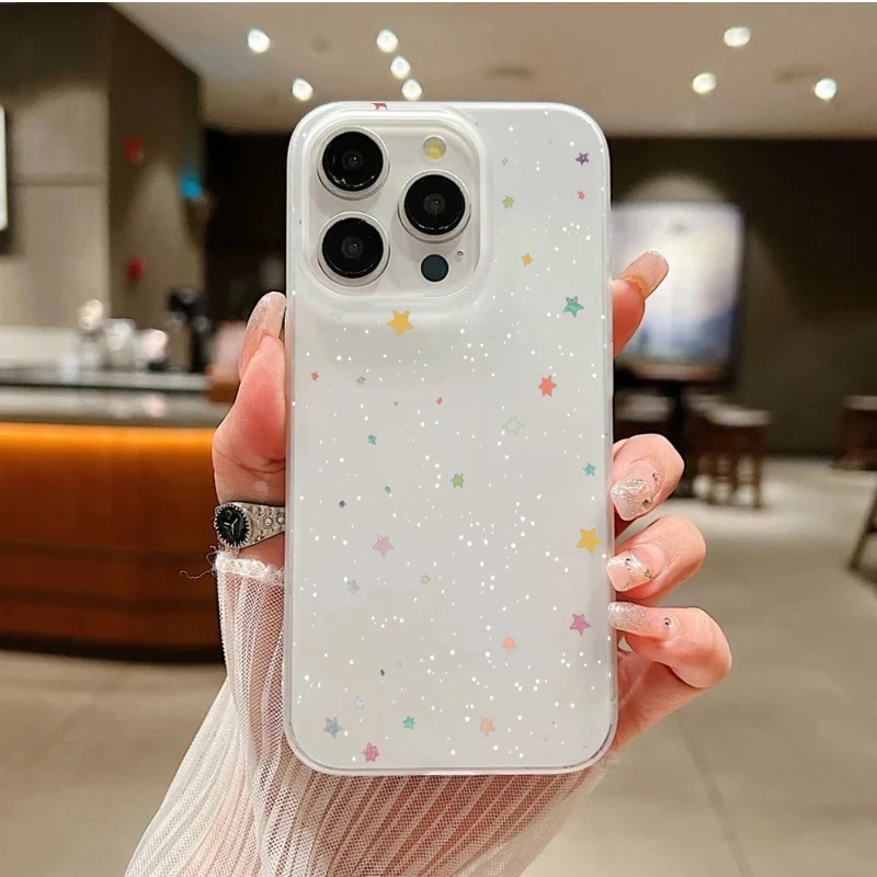 Funda Minimalista Transparente Esmerilada de TPU con Diseño de Estrella para iPhone 18 17 16 15 14 13 12 11 Pro Max XS X XR 7 8 Plus, Cubierta Suave Transparente