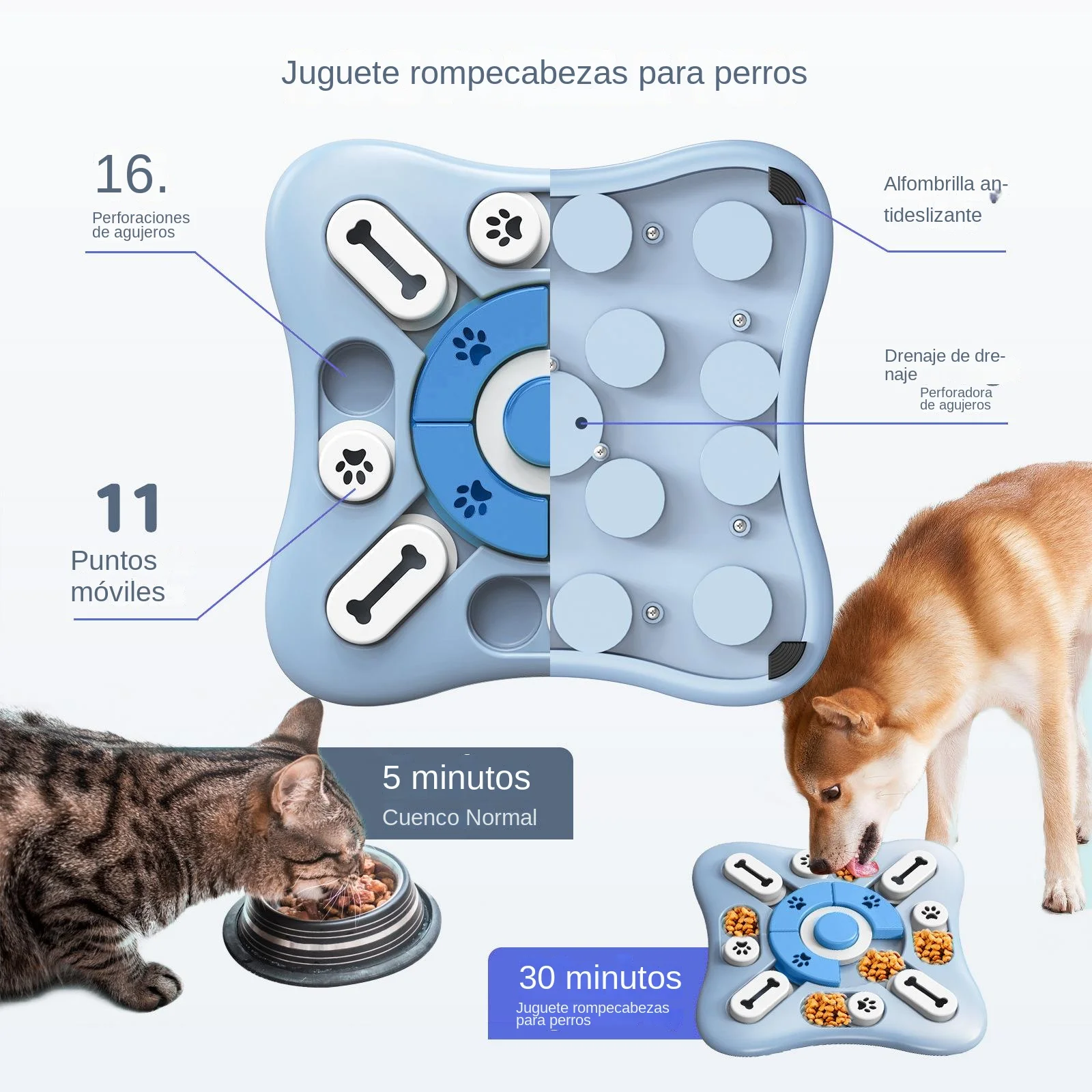 Juguetes para perros, alimentador lento, interactivo, aumento de cachorros, dispensador de alimentos IQ, cuenco antideslizante para comer lentamente, rompecabezas para mascotas, juego de entrenamiento para perros y gatos