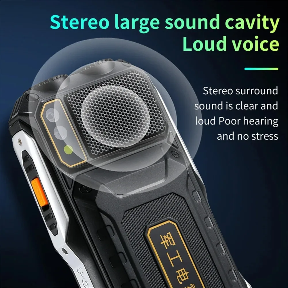 YeeMI Q8 4G teléfono resistente impermeable banda completa teléfono 2,6 pulgadas HD SOS botón altavoz grande luz LED 16800mAh batería