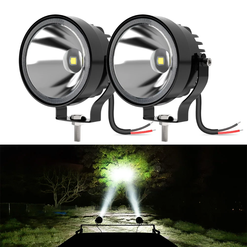 NAOEVO-foco de luz Led de trabajo, luces antiniebla redondas blancas superbrillantes para motocicleta, ATV, barco, 2 piezas, 4 pulgadas, 4x4, todoterreno, 60W, 14000LM