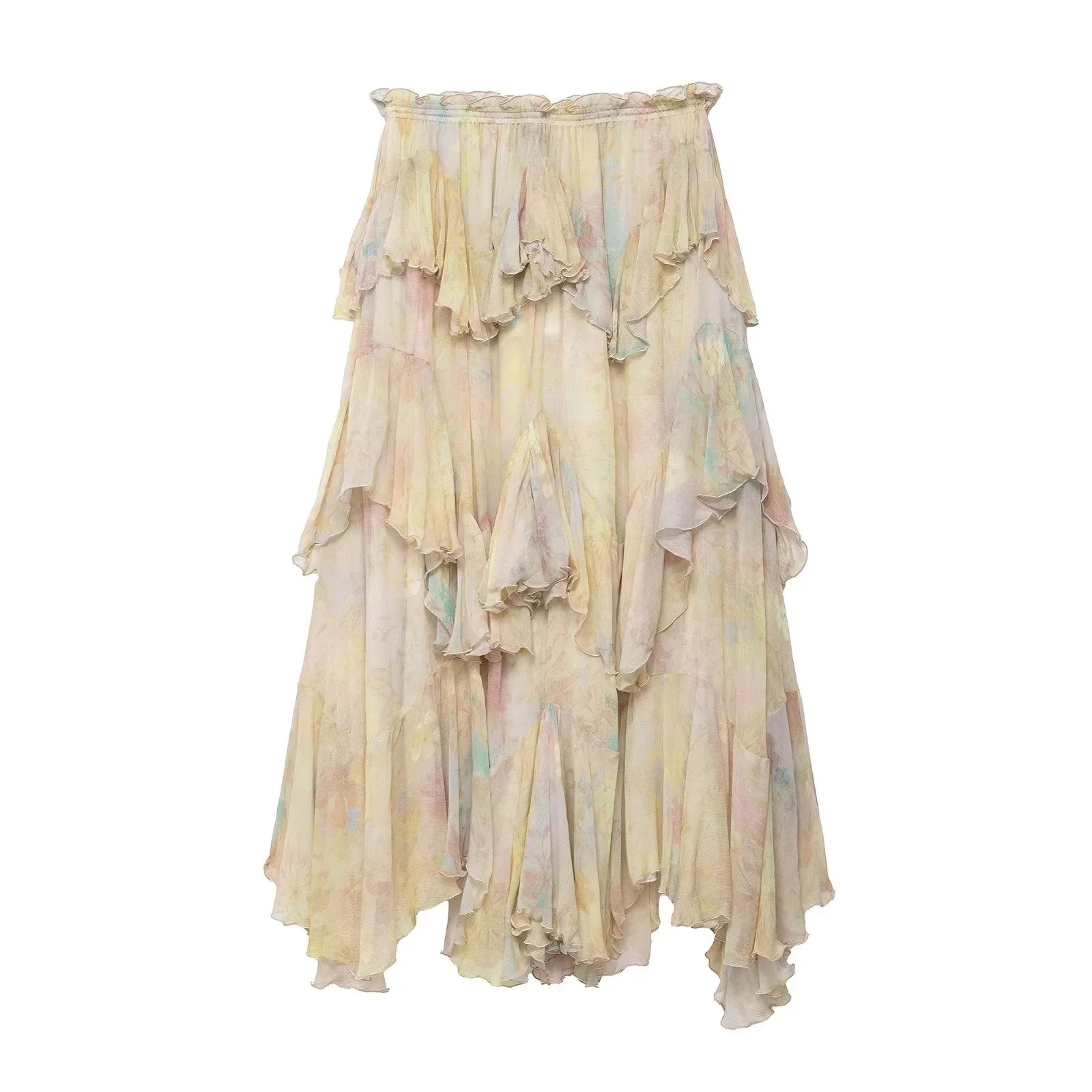 KONDALA Primavera Verano 2026, Faldas Casuales Estampadas para Mujer, Elegantes y a la Moda, Estilo Playa, Falda Larga en A con Volantes para Damas