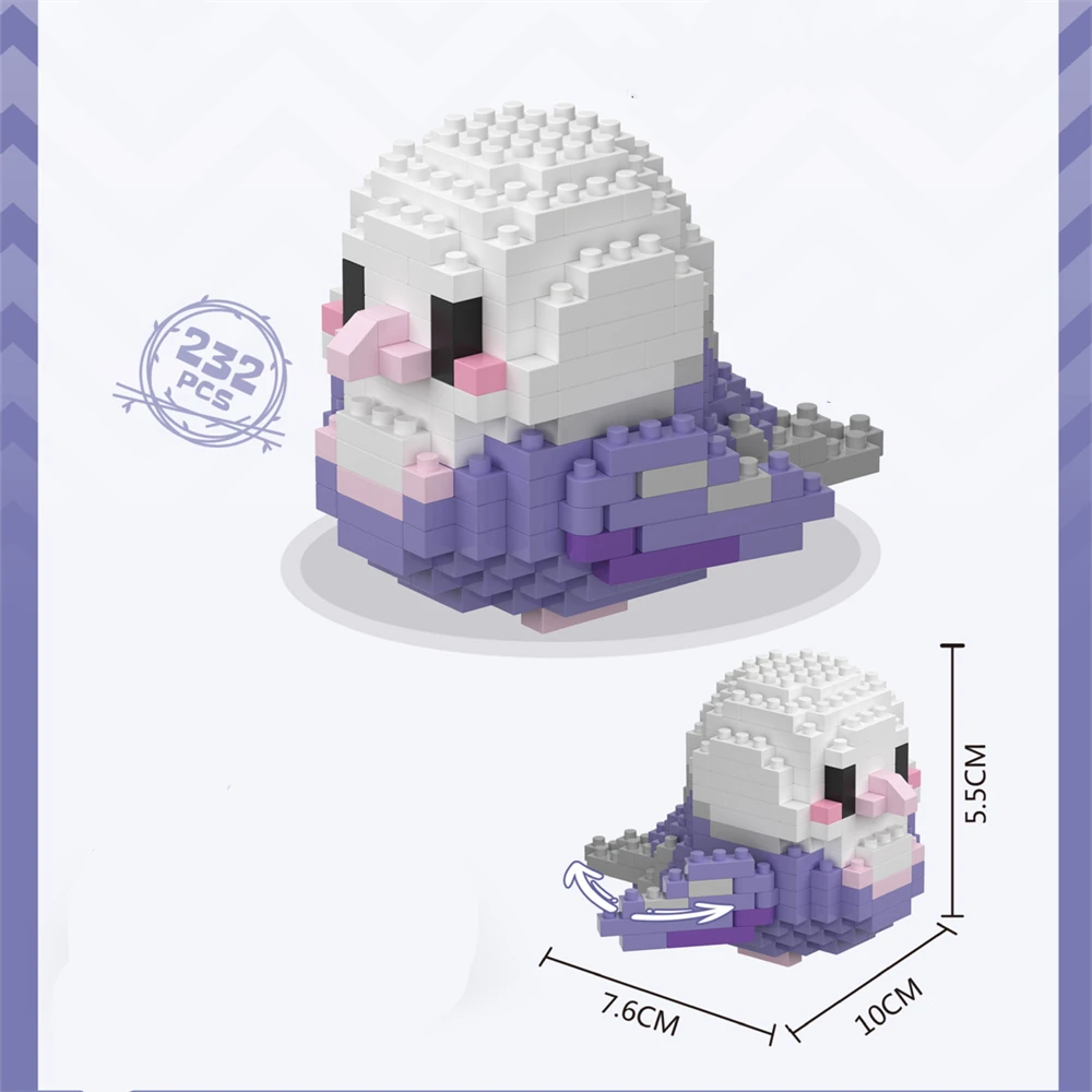 Juego de bloques de construcción pequeños de pájaro bonito Kawaii, juguetes educativos creativos de construcción para niños y niñas, juguetes adecuados para decorar