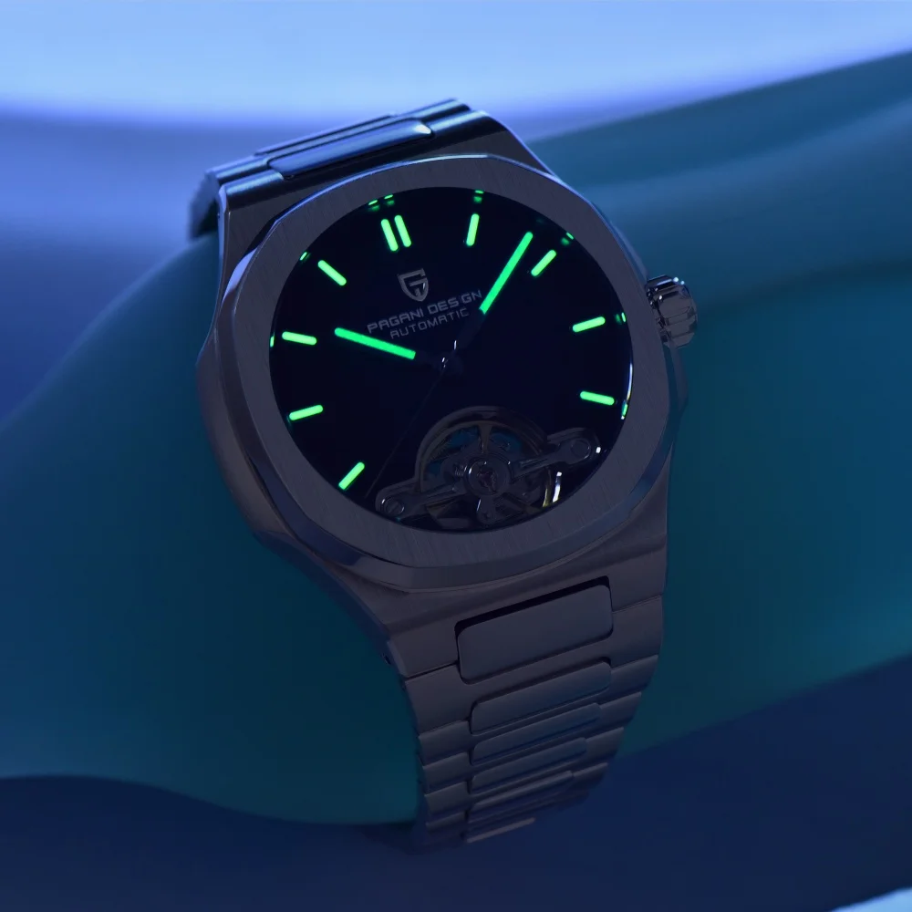 PAGANI DESIGN, nuevo reloj Tourbillon mecánico ahuecado para hombre, reloj deportivo elegante con zafiro resistente al agua, reloj de acero 316L Movt japonés