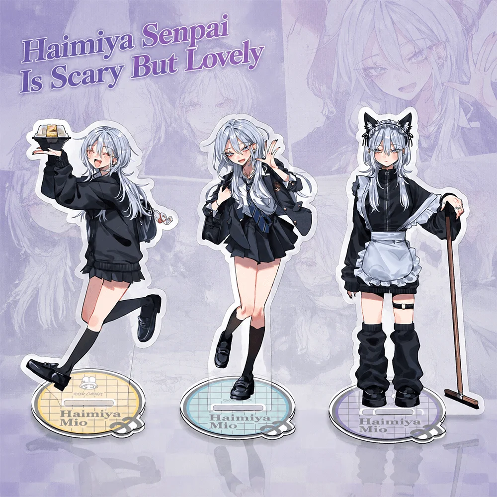 Haimiya Senpai es Aterradora Pero Encantadora, Haimiya Mio, Soporte de Acrílico de 15 cm, Llavero, Sudadera Negra, Atuendo de Caja de Ramen, Decoración de Mesa, Regalo