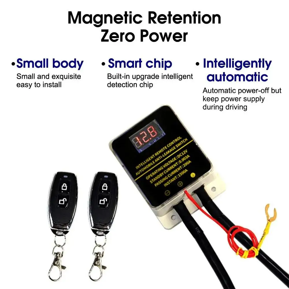 Interruptor de corte de batería de coche de 12V, Control remoto inalámbrico, relé de desconexión de batería con pantalla Led, protección contra fugas Universal