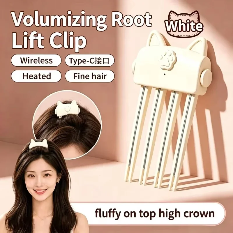 Pinza inalámbrica con calor para dar volumen y levantar la raíz del cabello, ideal para crear una onda alta y voluminosa. Pinza portátil para viajes, herramienta de peinado para cabello fino y liso.