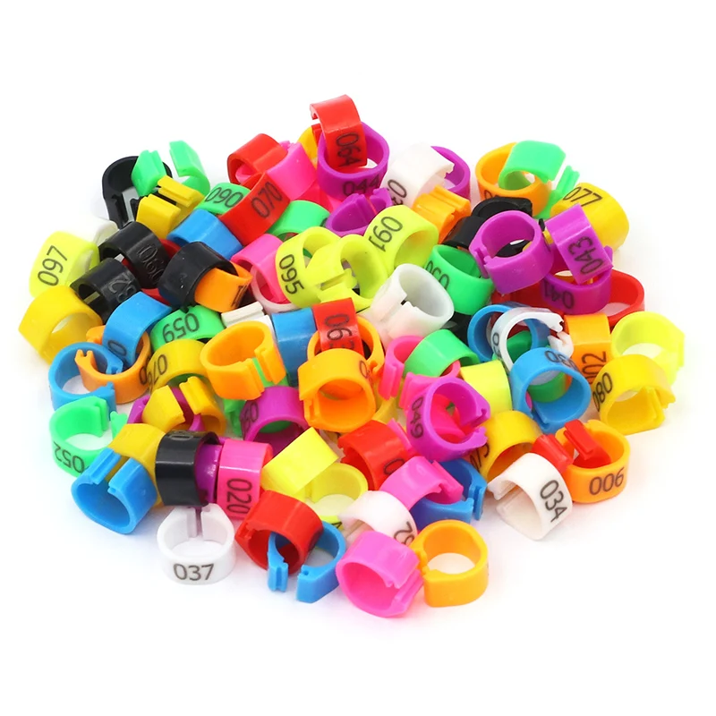 100 Uds. Anillo para pies de pájaros, anillos de Clip de plástico para pájaros, palomas, codorniz, anillo para pies, transportador de animales de granja, accesorios para palomas, suministros para pájaros