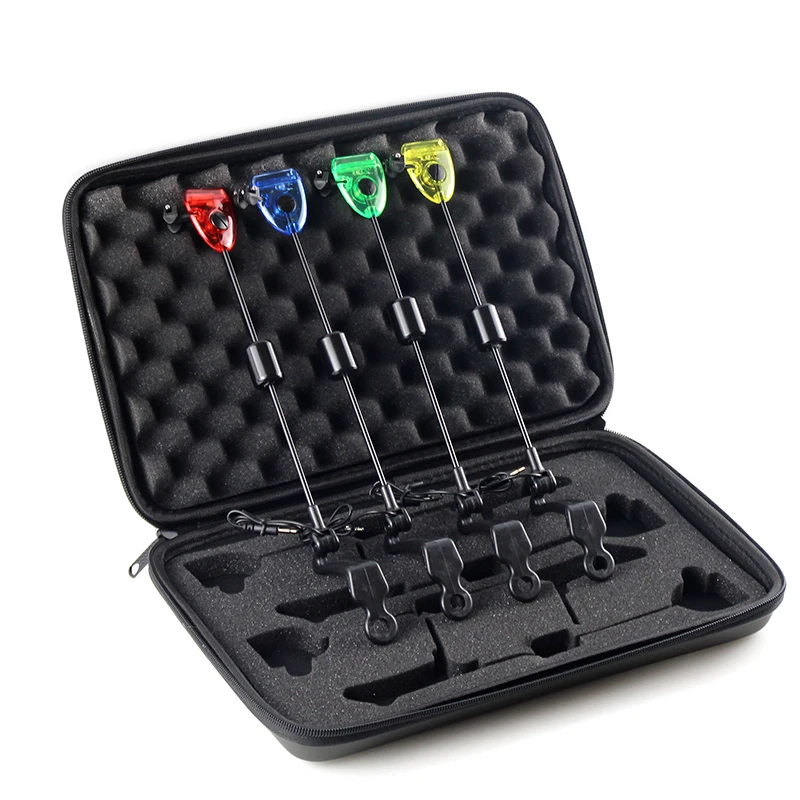 Juego de swingers de pesca, indicador de picadura de pesca iluminado por LED, aparejos de pesca en estuche con cremallera, receptor de señal de columpio para exteriores