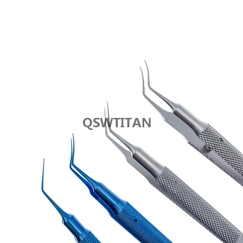 Pinzas para Capsulorhexis, pinzas oftálmicas de ángulo curvo de 105mm de largo, instrumentos quirúrgicos oftálmicos para mascotas