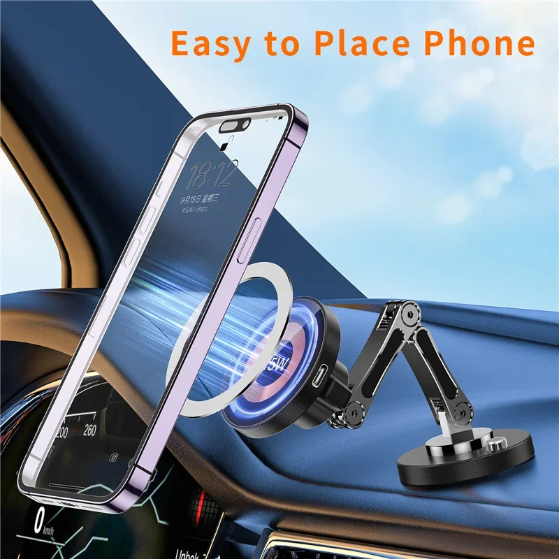 Soporte magnético para cargador inalámbrico de coche, estación de carga rápida, soporte de teléfono para Macsfae, iPhone 15, 14, 13, 12