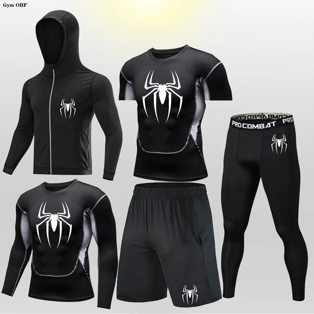 Ropa deportiva de superhéroe para hombre, ropa deportiva de secado rápido, Kit de entrenamiento, ropa interior deportiva de invierno, traje para correr para hombre, MMA Rashgard