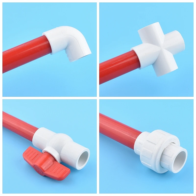 Conector de Tubería de PVC 20~50mm Blanco para Riego de Jardín, Conexión Directa, Codo, Unión, Abrazadera de Tubería, Junta Cruzada, Válvula de Bola para Acuario