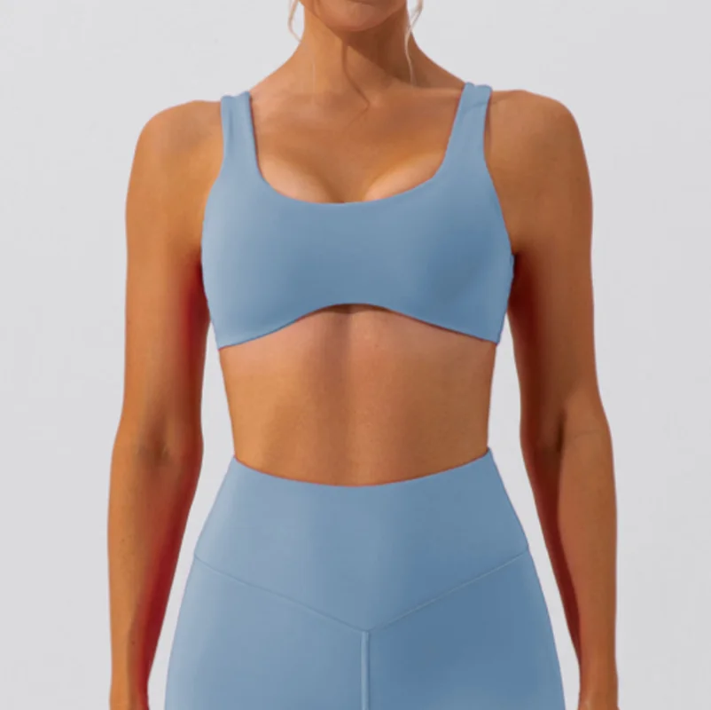 Sujetador de yoga con ajuste ajustado, absorción de humedad, absorbe el sudor, alta elasticidad, transpirabilidad y una sensación desnuda
