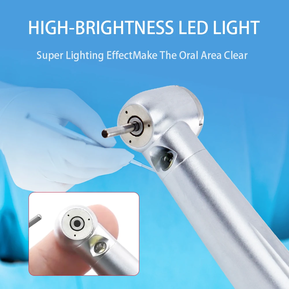 DEASIN Kit de Piezas de Mano Dentales de Alta y Baja Velocidad con Generador Eléctrico LED, Cabezal Estándar Recto y Contra-ángulo, Turbina de Aire con Triple Pulverización de Agua