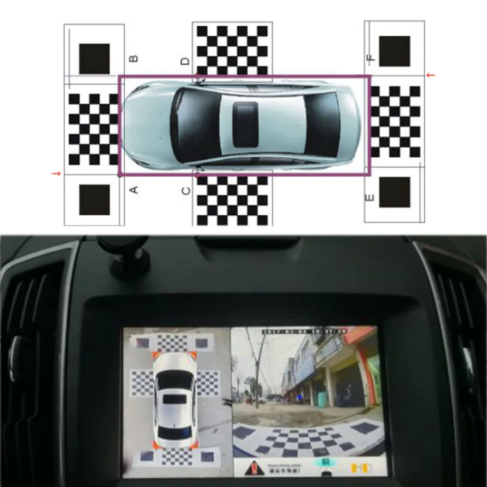 Paño de Calibración 3D 2D Panorámico para Coche, Paño de Depuración para Sistema de Visión 360 Grados con Cámara de Vista de Pájaro, Especial, 4 Piezas/Set