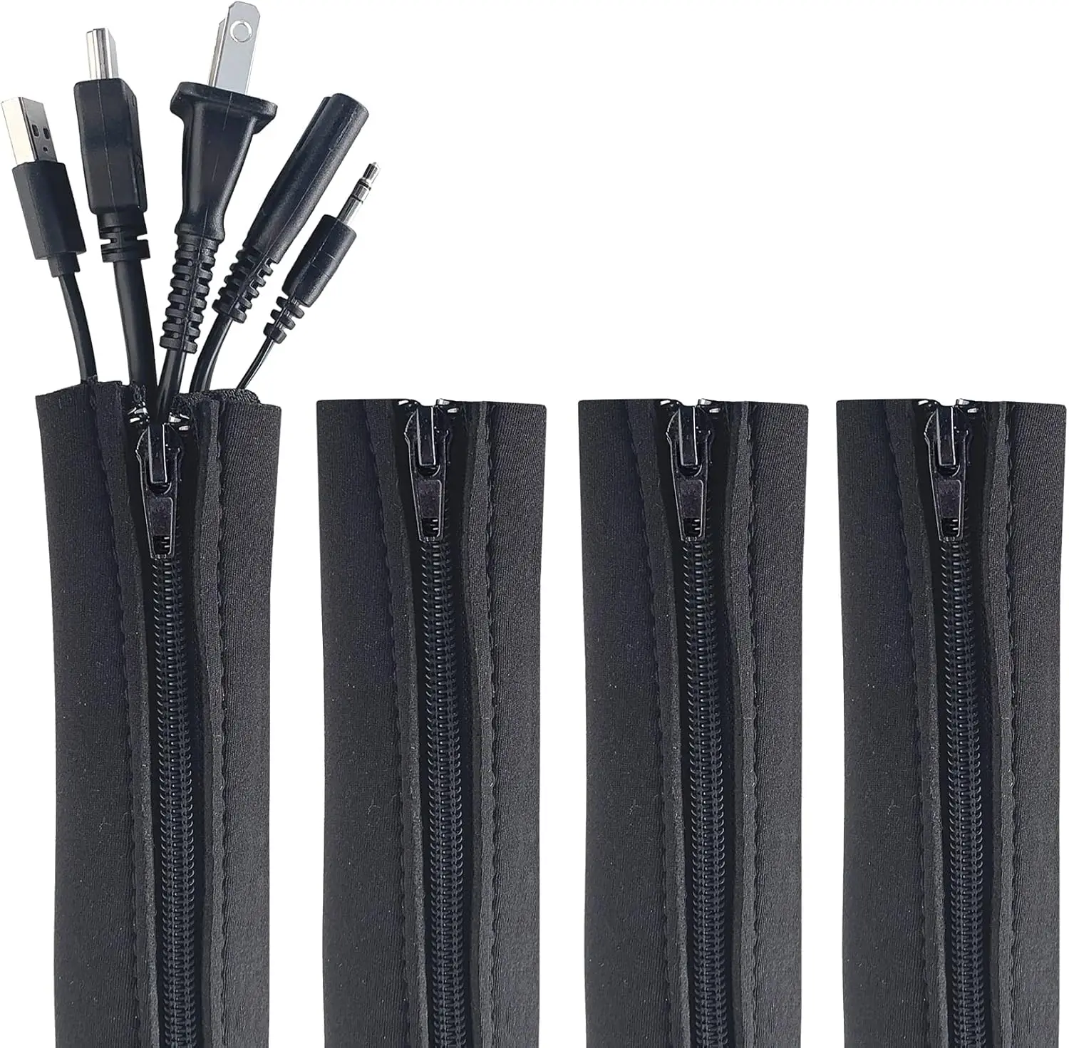 Funda Universal para gestión de cables, organizador de cables con cremallera, funda Flexible para cables, cubierta envolvente, enrollador de cables para el hogar y la Oficina