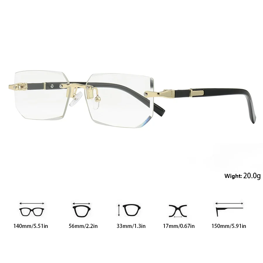 36 gafas de sol sin montura para hombre y mujer, lentes rectangulares con gradiente, montura metálica, lentes de colores, gafas unisex, moda de lujo