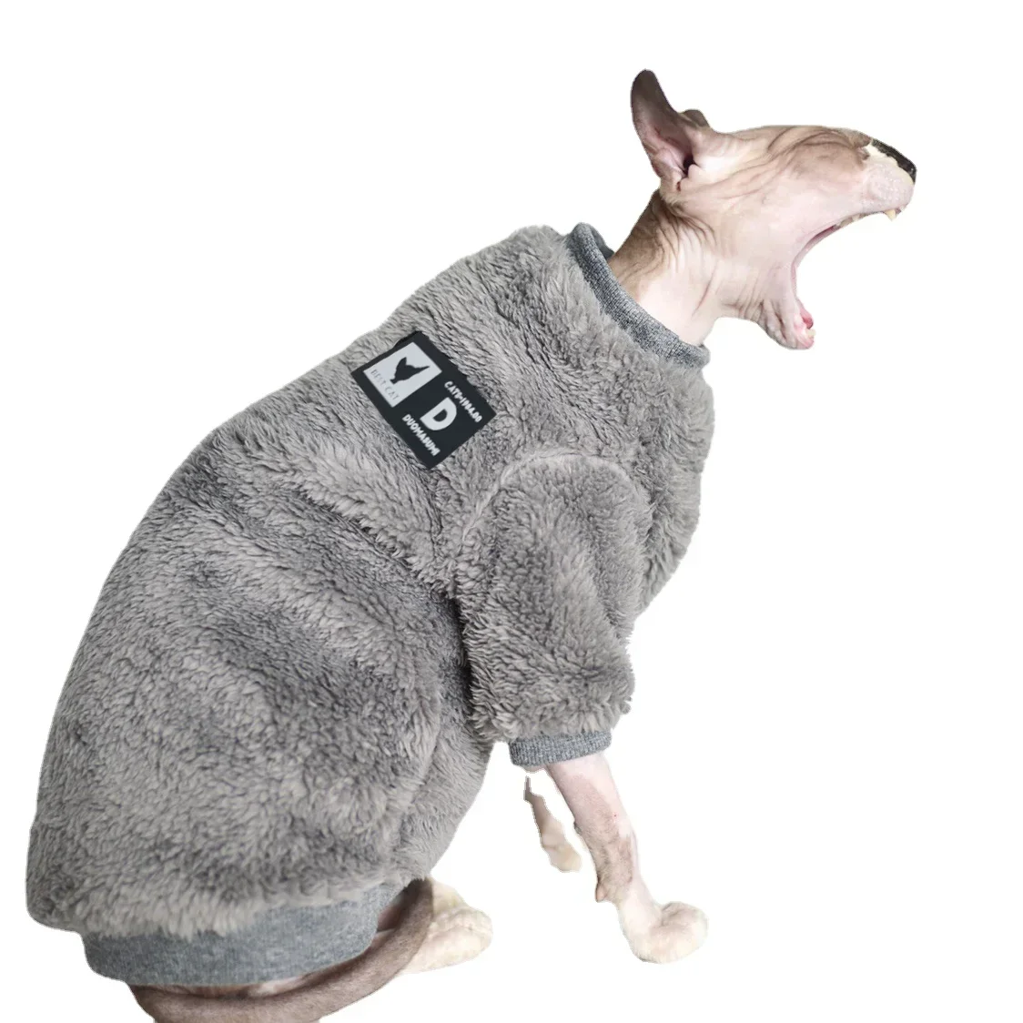 DUOMASUMI-Chaqueta de invierno suave y esponjosa de doble cara, abrigo cálido para gato, ropa gruesa para gato Sphinx Sphynx, trajes para gatos sin pelo