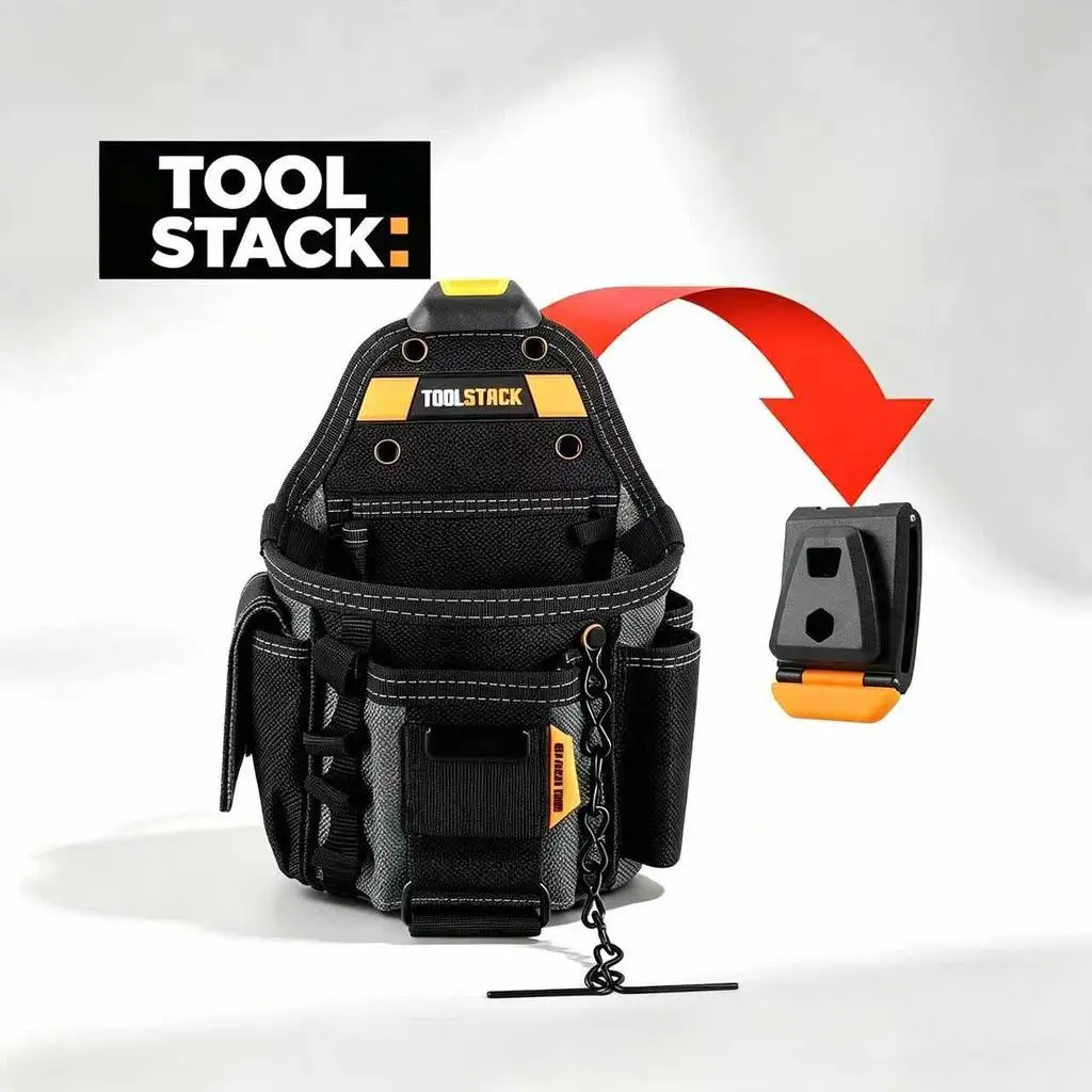 TOOLSTACK - Bolsa de Herramientas Pequeña para Electricistas, Cinturón de Herramientas con Bolsillos Multifuncionales, Bolsa de Herramientas para Electricistas, Fontaneros y Trabajadores de Mantenimiento