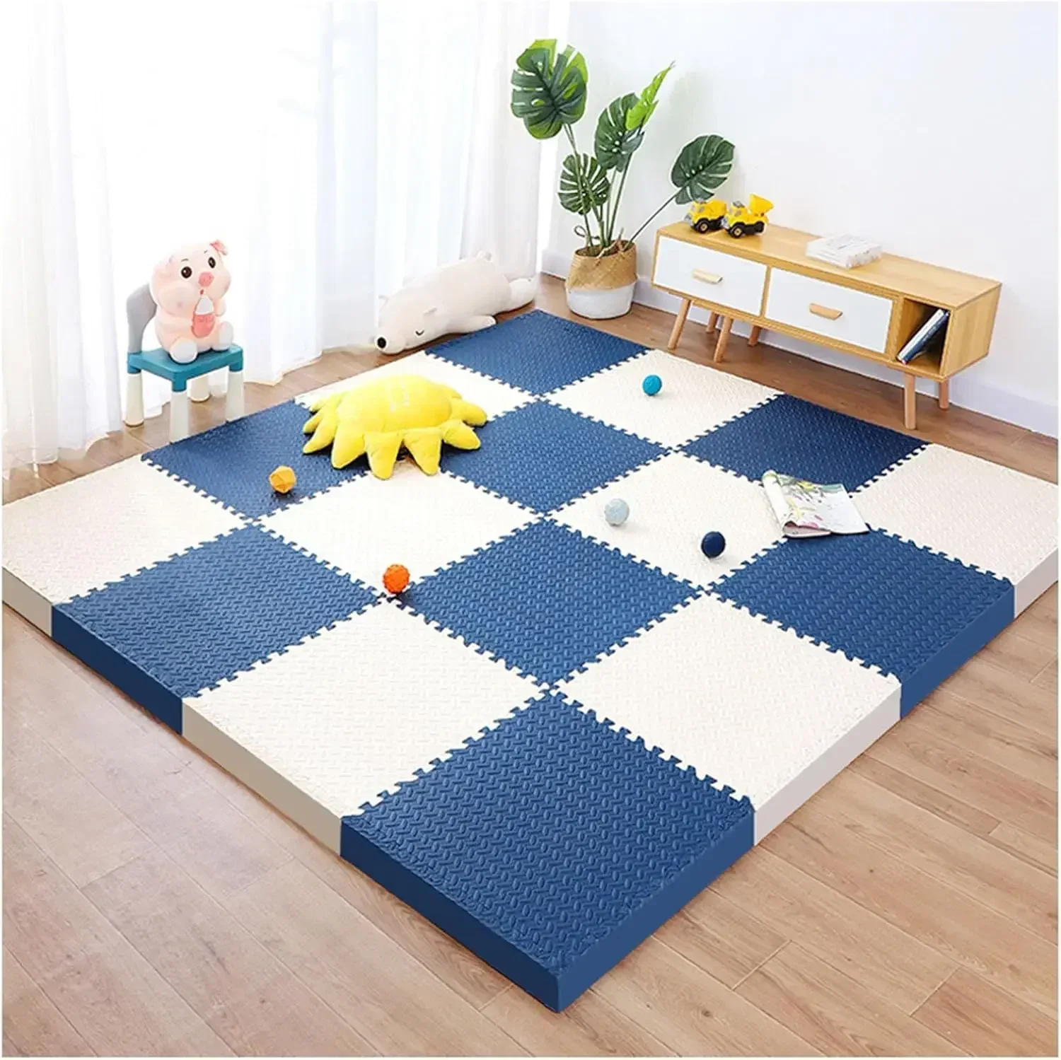 Alfombra de juego antideslizante para gatear para bebé, tapete de gimnasio con rompecabezas insonorizado para habitación de niños y alfombra de rompecabezas ecológica, 8 Uds./2,5 cm de grosor