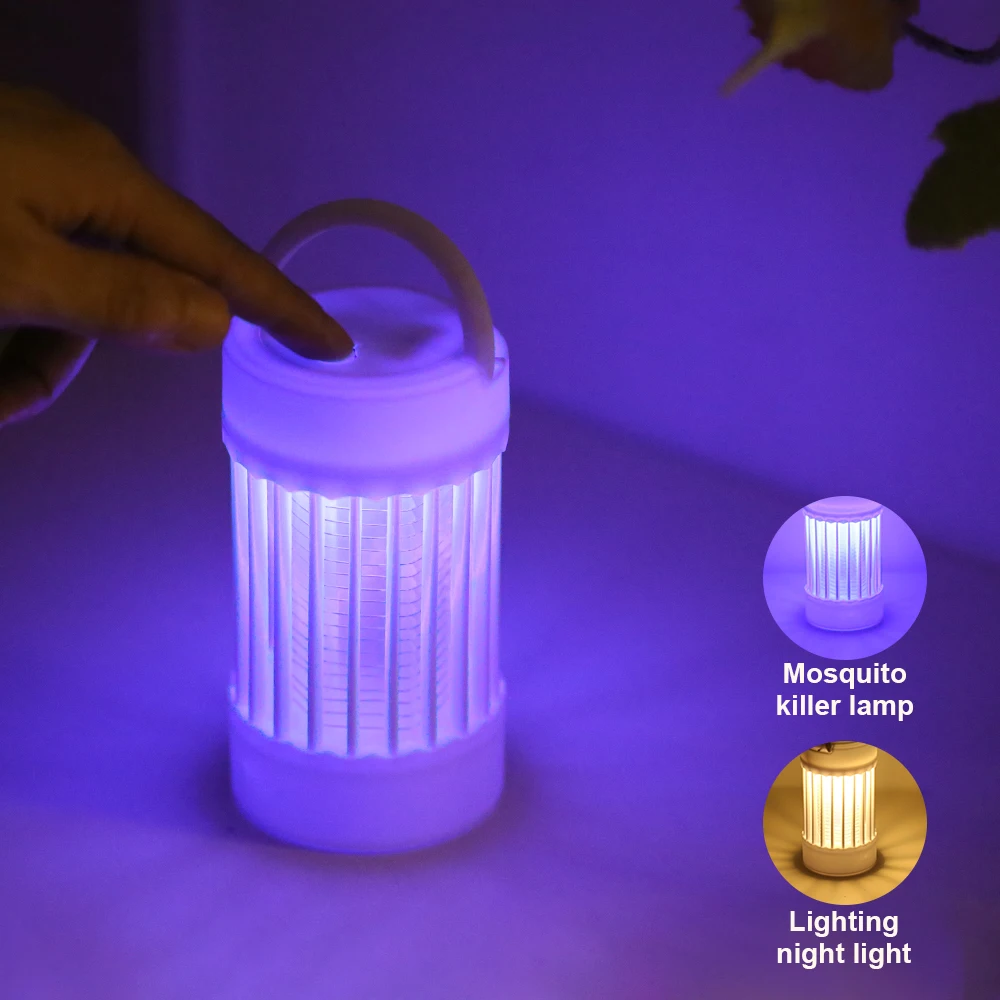 Lámpara eléctrica antimosquitos, luz UV, trampa exterminadora de insectos, USB, 5V, recargable, matamoscas de verano, luz mata insectos ﻿ Camping