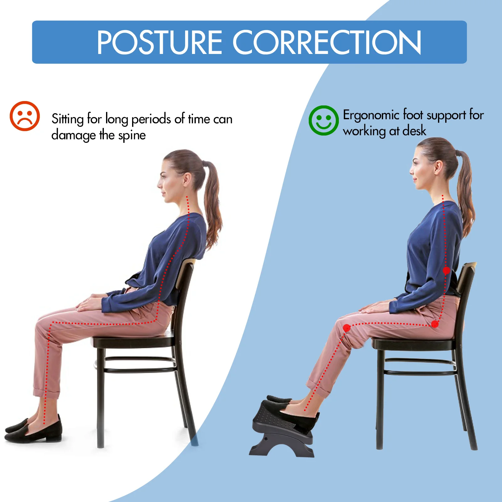 Reposapiés ergonómico debajo del escritorio, rodillos de masaje, reposapiés, alivio del dolor, taburete antideslizante para pies, corrección de postura como nuevo regalo de Navidad