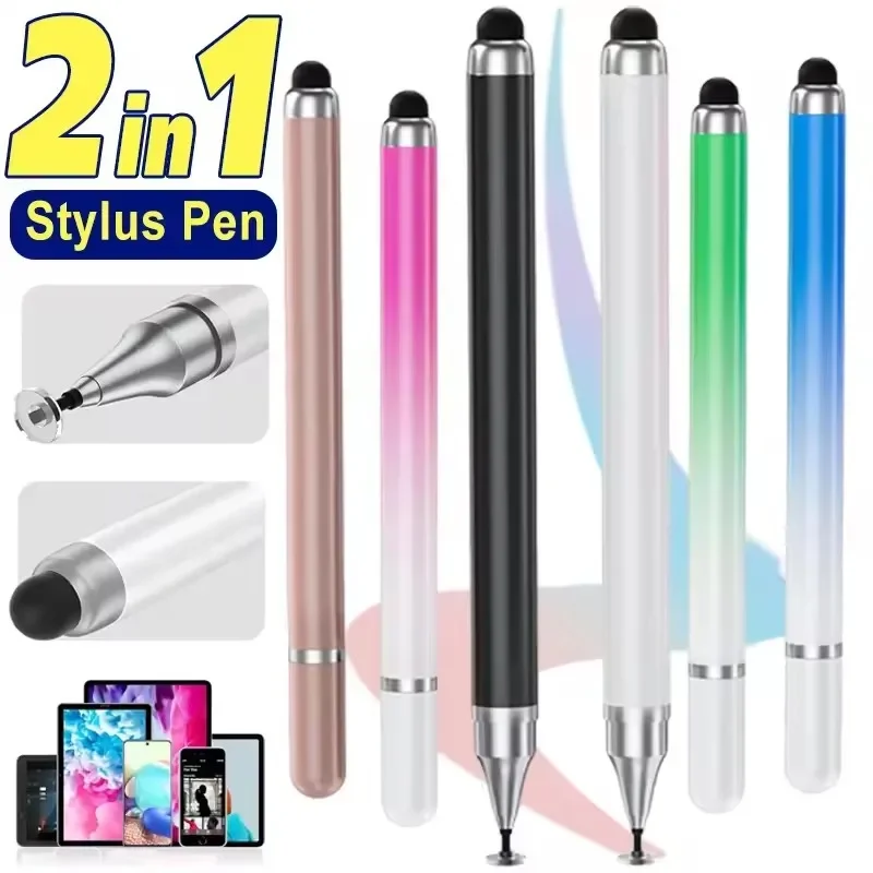 Lápiz óptico Universal 2 en 1 para tableta móvil, Android, IOS, teléfono, accesorios para iPad, bolígrafos para tableta de dibujo, lápiz táctil de pantalla capacitiva
