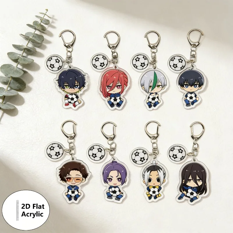 Lote de 8 llaveros de anime BLUE LOCK, accesorios bonitos para bolsos, colgante de llavero, regalo de dibujos animados de acrílico para amigos, venta al por mayor