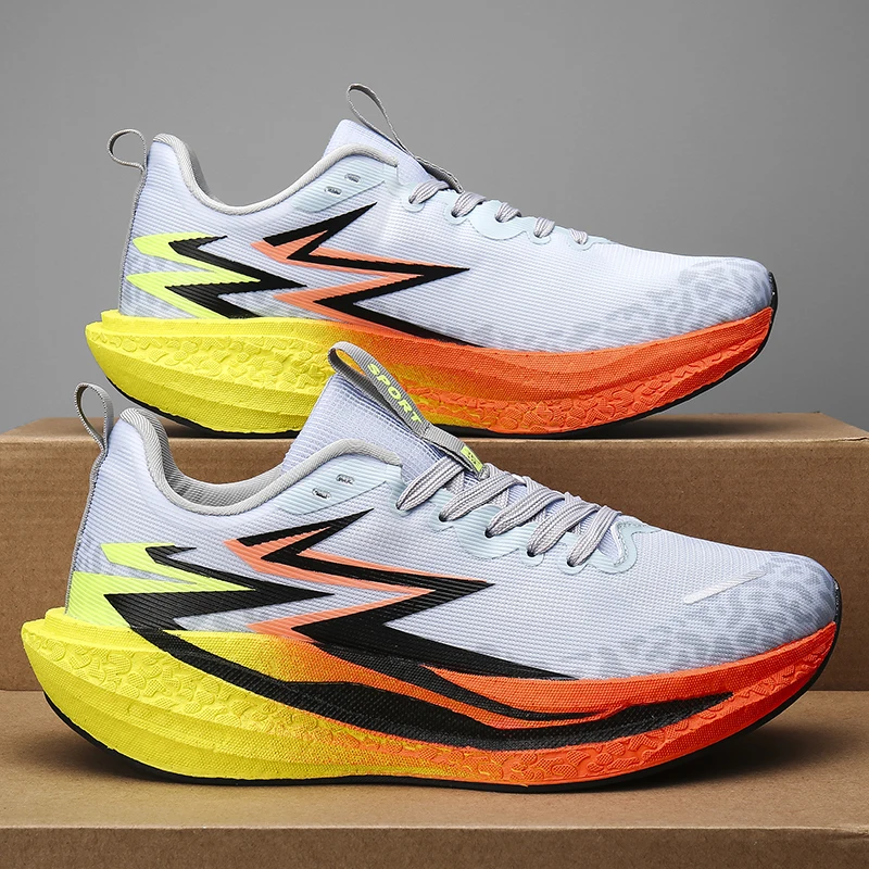 Zapatillas de Running para Hombre con Placa de Carbono y Amortiguación de Aire, Transpirables y Ligeras; Zapatillas Deportivas Cómodas y Antideslizantes para Mujer