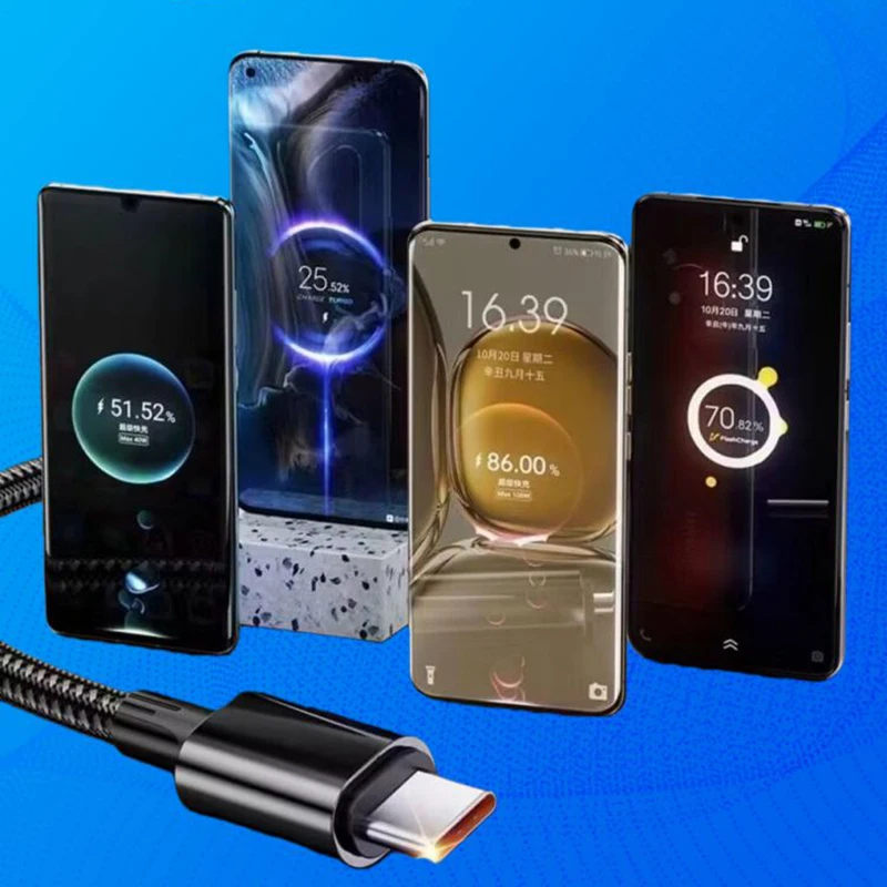 Nuevo cable USB tipo C de carga súper rápida de 10A y 240W para transferencia de datos, compatible con Xiaomi, Redmi, Huawei, en longitudes de 0.3/1/1.5/2/3m.